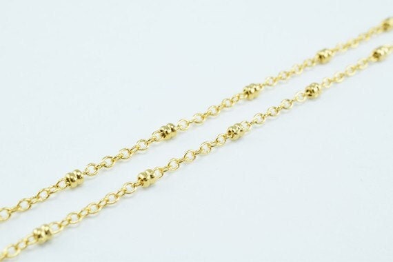 New as Gold Plated* chain 18k spacer size 2mm chain size 1mm for jewelry making gfc57 sold by foot