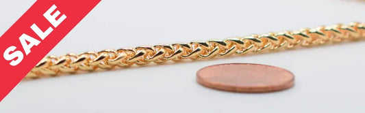 18k Gold Plated chain wheat chain thickness 2mm/4mm findings for jewelry making gfc097/gfc126 sold by the foot