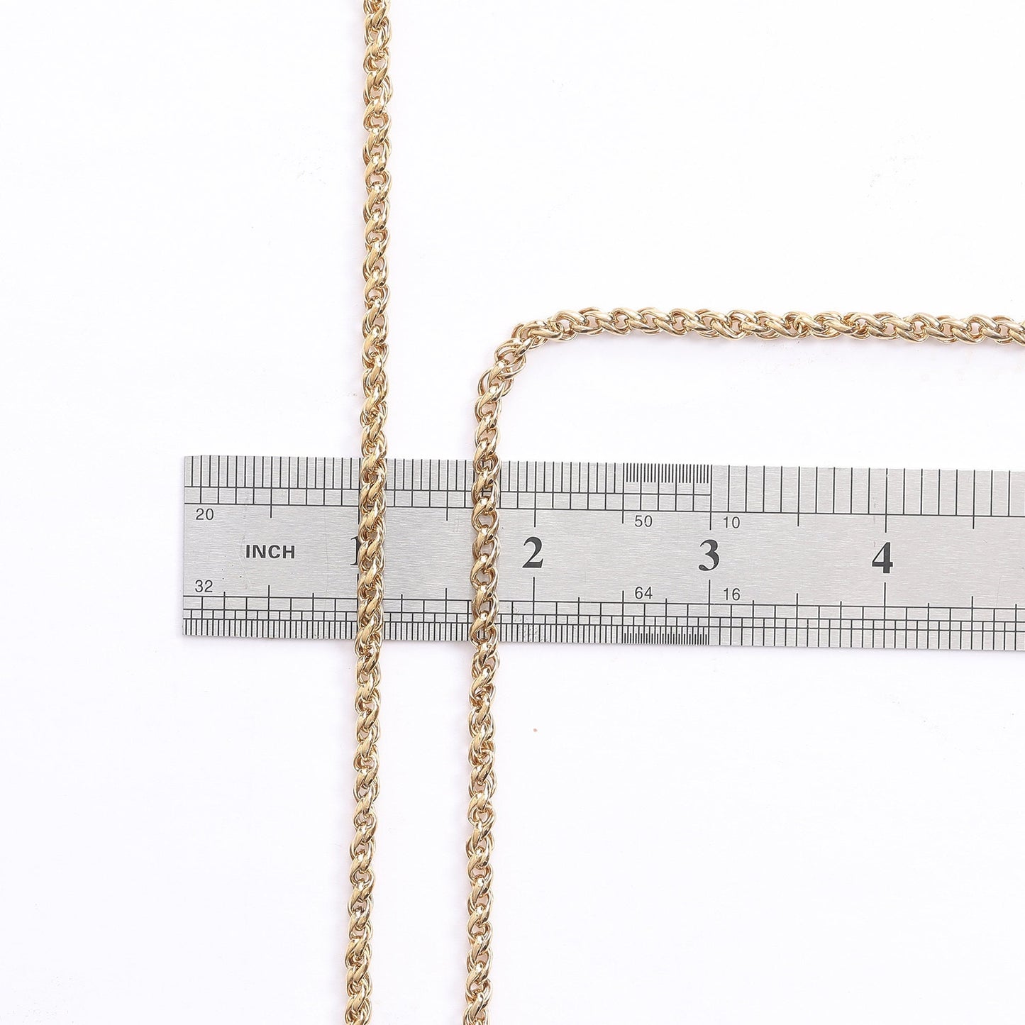 18k Gold Plated chain wheat chain thickness 4mm findings for jewelry making gfc091 sold by the foot