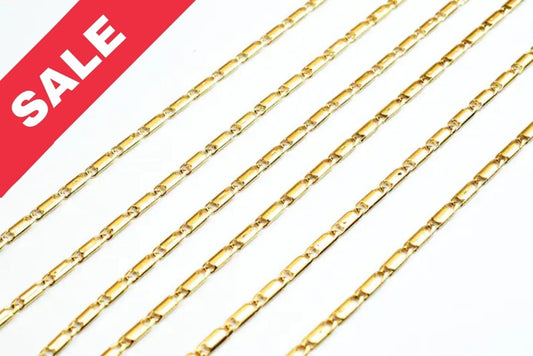 1.5mm Gold Plated* tarnish resistant bar chain 18k gfc017 sold by foot