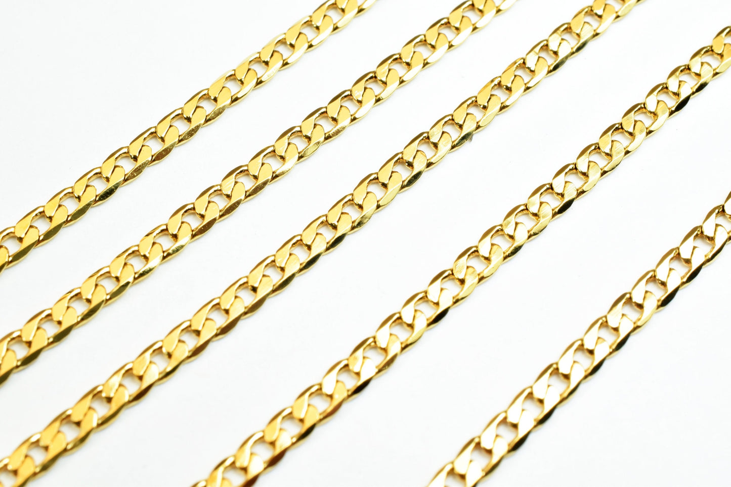 Gold plated figaro cuban chain 18k size 2mm for jewelry making gfc43 sold by foot