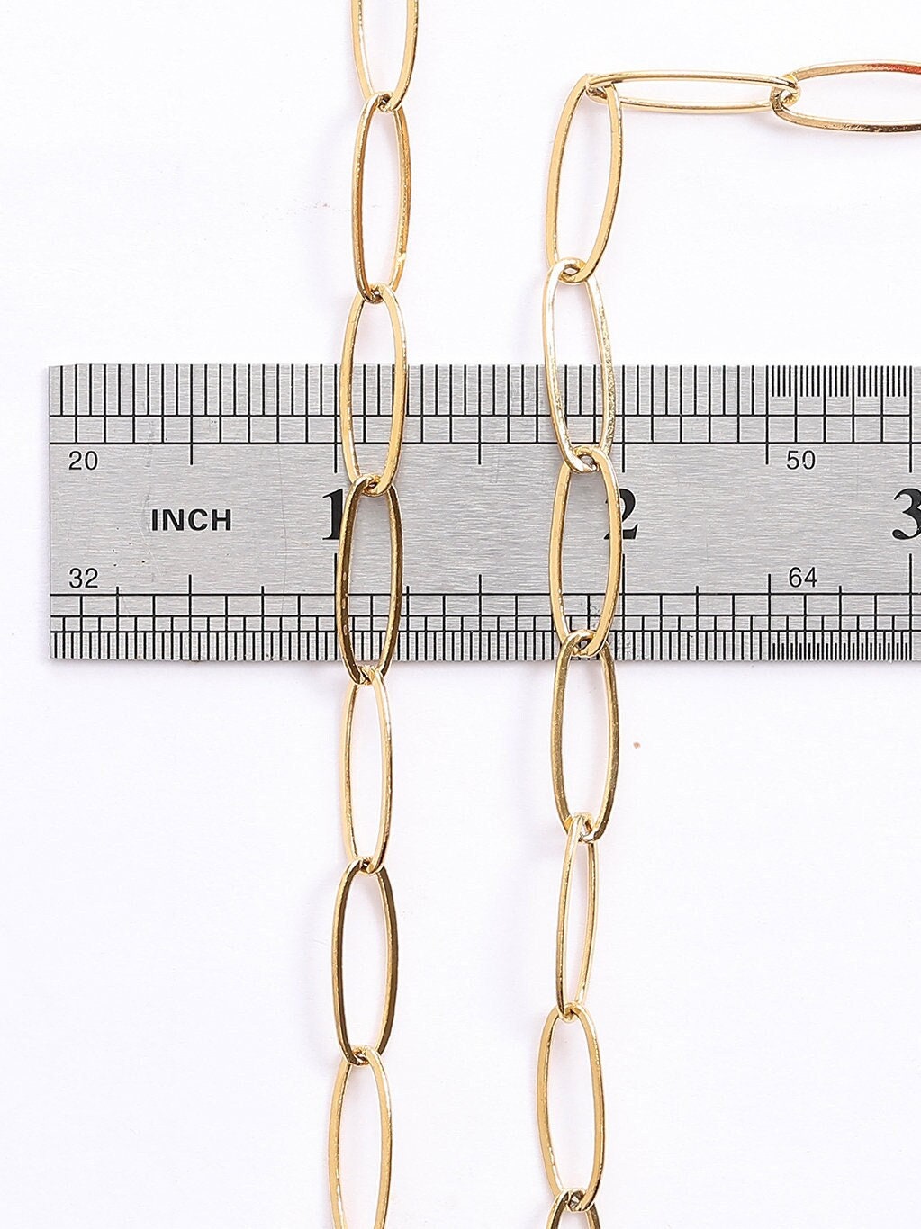 Gold Plated long cable link/paper clip chain size 7mm, thickness 1mm 18k gf finding chain for jewelry making gfc095 sold by foot