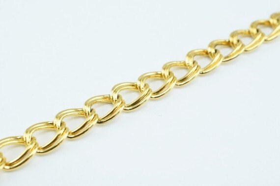 New Gold Plated tarnish resistant double link /parallel chain 18k size 6x2mm for jewelry making gfc47 sold by foot