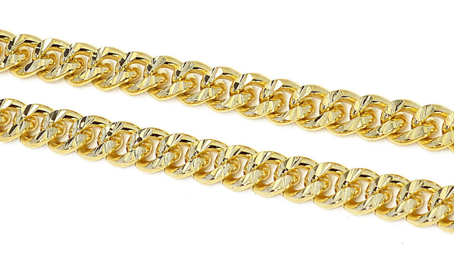 Gold Plated cuban chain diamond cut 14k size 7mm/9mm for jewelry making gfc123/gfc124 sold by foot