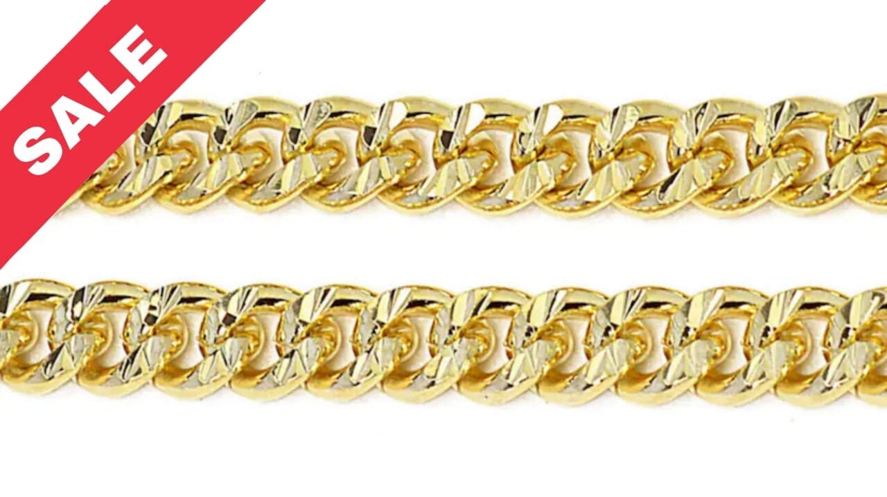 Gold Plated cuban chain diamond cut 14k size 7mm/9mm for jewelry making gfc123/gfc124 sold by foot