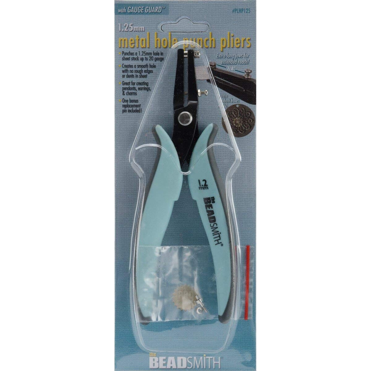 1.25mm metal hole punch pliers by beadsmith, with extra pin with gauge guard for jewelry making #plhp125