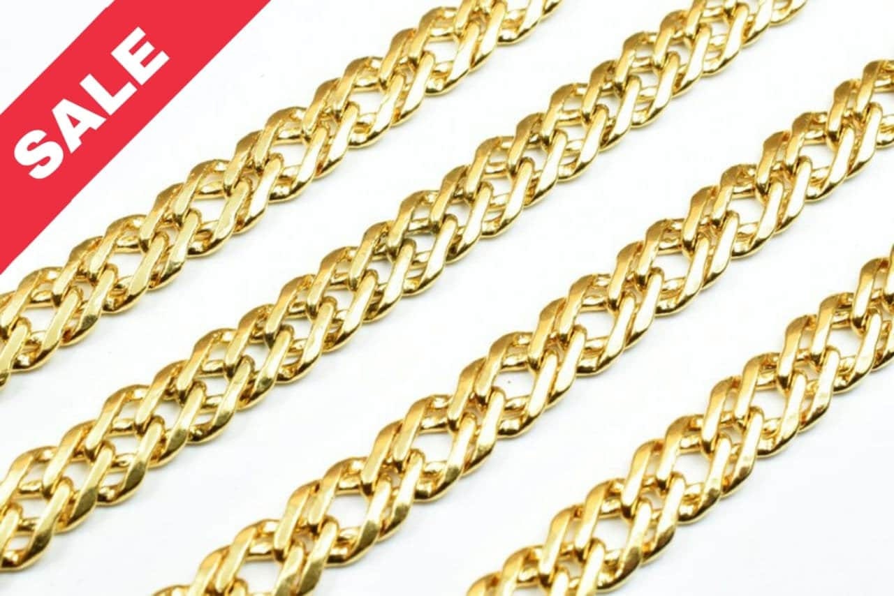 Parallel Gold Plated* chain 18k size 5mm and 6mm for jewelry making gfc48,gfc107 sold by foot