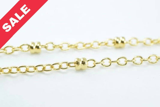 New as Gold Plated* chain 18k spacer size 2mm chain size 1mm for jewelry making gfc57 sold by foot