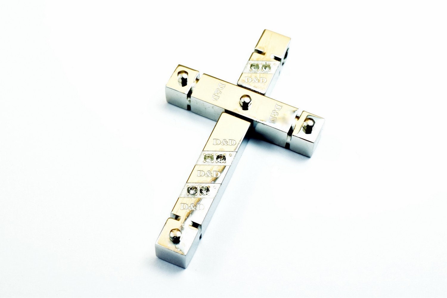 White gold filled cross pendant stainless steel size 50x29.5mm, thickness 7mm for jewelry making rp68