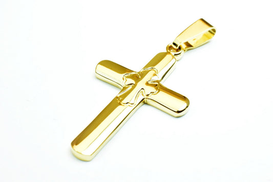 18k gold filled tarnish resistant cross pendant charm size 37x23mm christian religious cross for rosary or any jewelry making