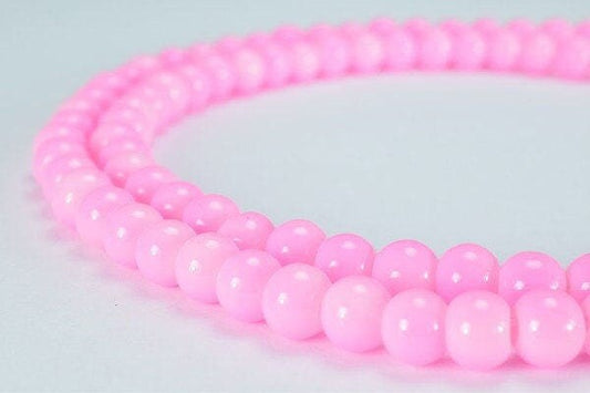 Pink glass beads round 6mm shine round beads for jewelry making item#789222045791