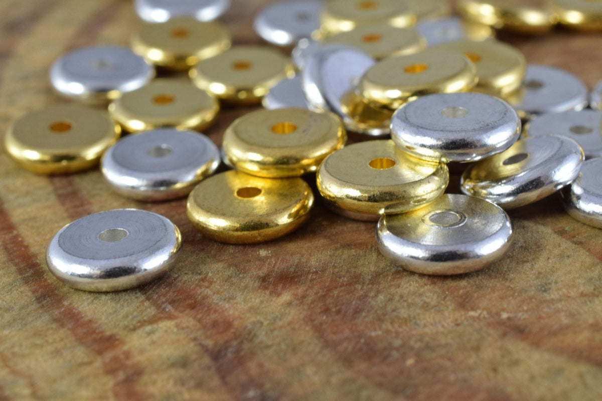 Gold /silver roundel plain spacer size 6mm/8mm/10mm, spacer beads for jewelry making,craft supplies, tools,beads,cabochons,beads,gold,