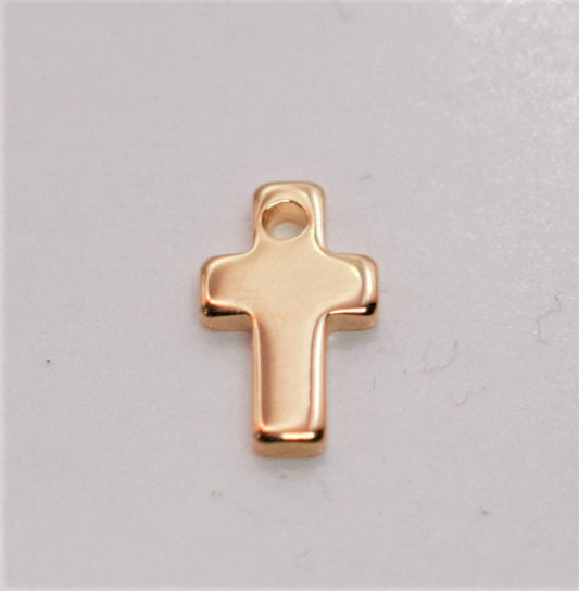 Dainty Cross Charm Pendant 18K Gold Filled Size 14x5mm Beads Charm GF111