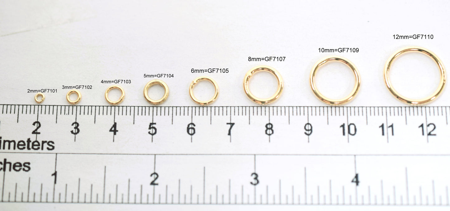 Open / Closed 18K Gold Filled EP Jump Ring Findings Round Ring 2mm/3mm/4mm/5mm/6mm/8mm/10mm/12mm for Jewelry Supplier and Wholesale