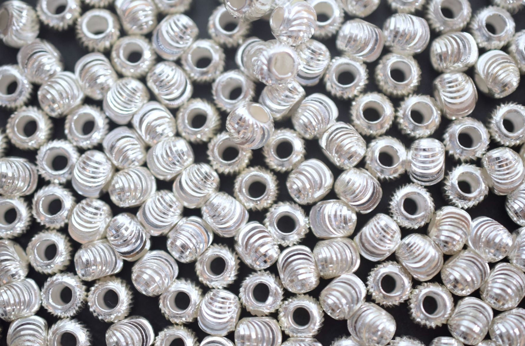 6 PCs/ Pack 925 Sterling Silver Diamond Cut Round Beads European Style Size 3mm/4mm/5mm/6mm For Jewelry Supplier and wholesale