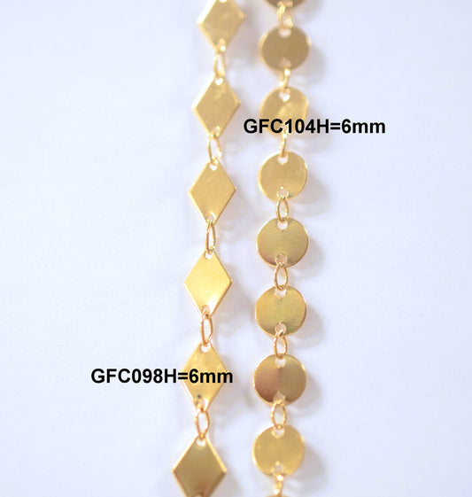 3 Feet 18K Gold Filled Chain Diamond/Round link Necklace customize Chain Width 6mm Gold Filled findings for Jewelry supplier and wholesale - BeadsFindingDepot