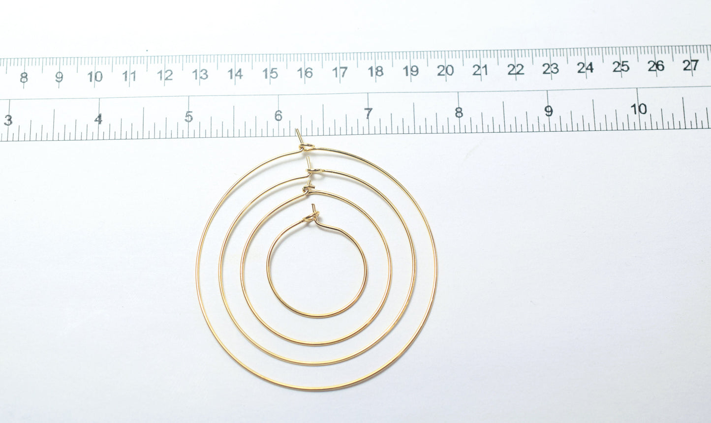 Wire Hoop hook Earring 18K Gold Filled EP Earring Findings Size 20mm/30mm/40mm/50mm Thickness 0.8mm For Jewelry Making.