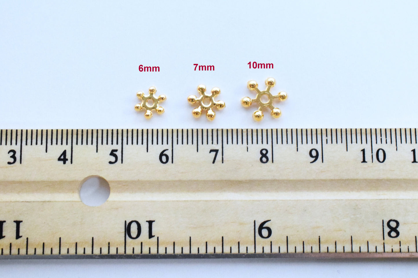 Daisy Flower Gold Filled EP  Star Snowflake Spacer Flower Roundelle  Findings, For Jewelry Supplier 4mm,6mm,7mm,8mm,10mm and Wholesale BeadsFindingDepot