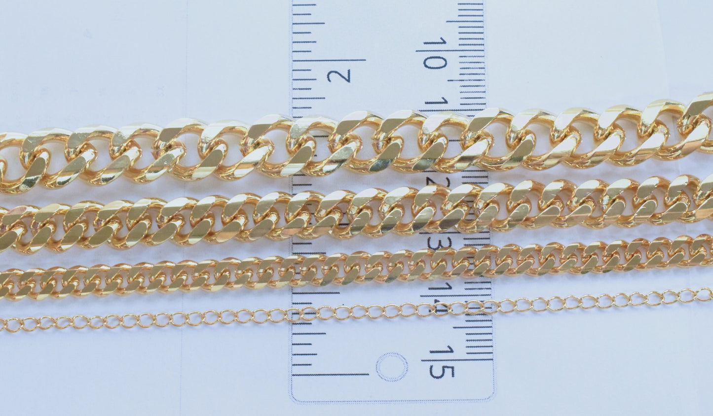 Gold Filled EP Cuban Chain Flat and Extension different sizes 1.3mm/1.6mm/2mm/2.8mm/3mm/4.3mm/6mm/9mm/11.5mm personalize necklace /wholesale