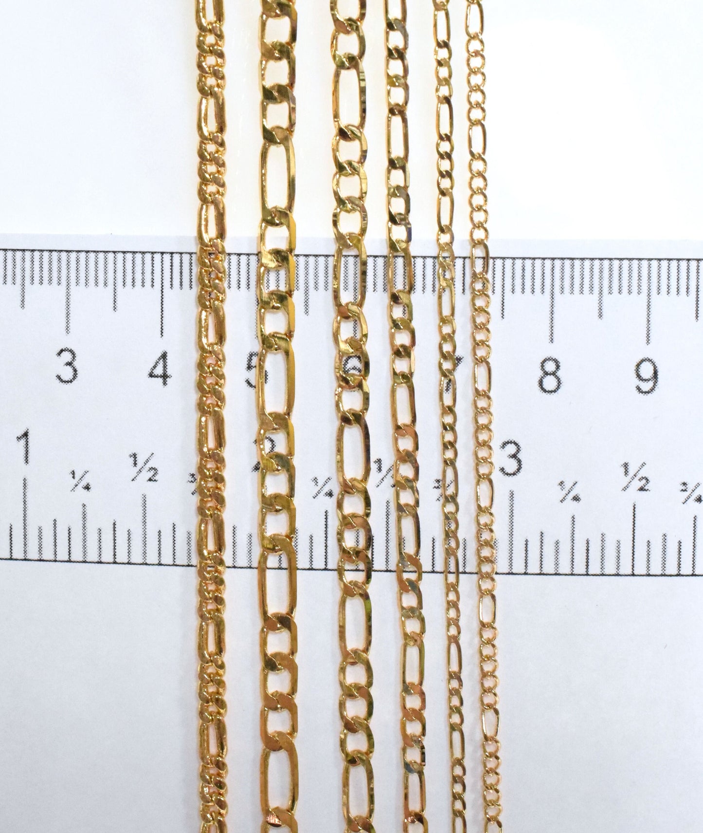 Figaro Cuban Link  18k/14K Gold Filled chain 2mm/3mm/3.5mm/4mm sold by foot personalize customize a necklace for jewelry maker and wholesale - BeadsFindingDepot