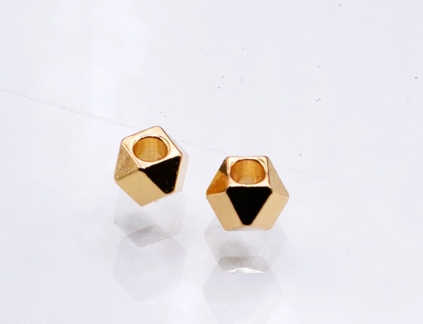 10 PCs Gold filled EP Cube Box Faceted Square/Hexagon beads size 2mm,3mm,4mm,5mm,6mm spacer findings for jewelry Supplier and Wholesale