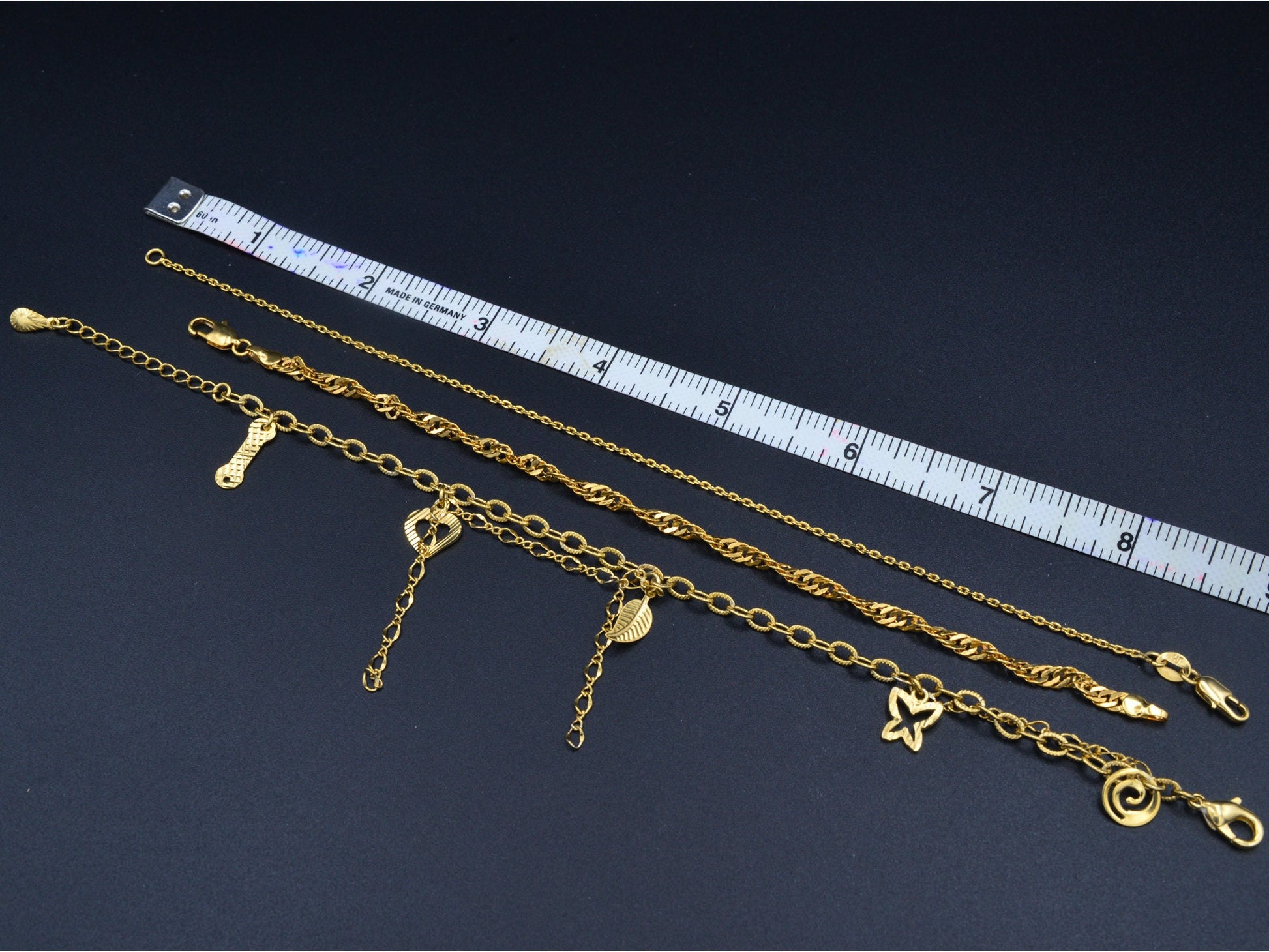 Women's Gold Bracelet/Anklet Cuban/Curb/Link/Singapore Chain With bohemian Bling for Jewelry Making tarnish resistant