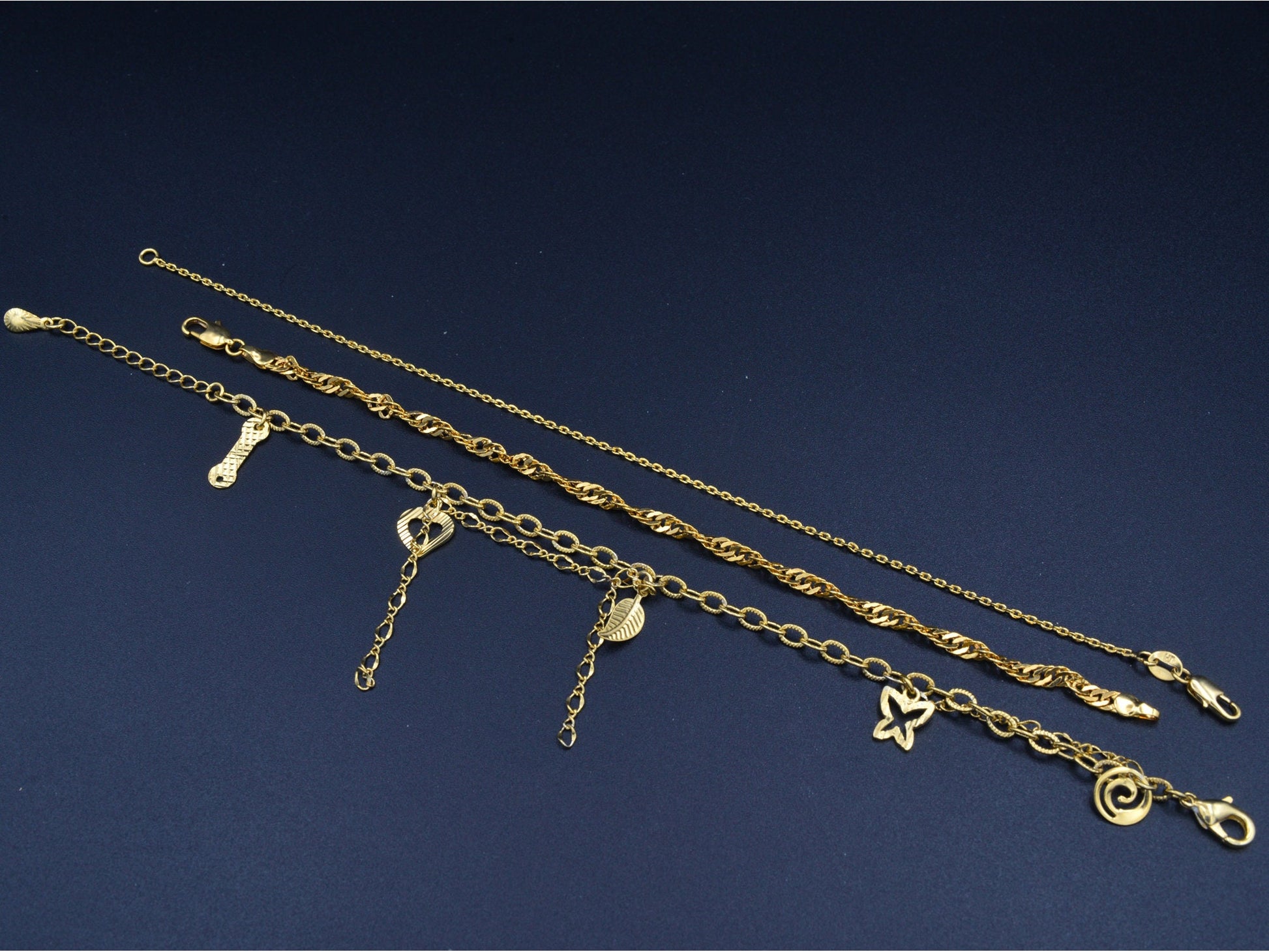 Women's Gold Bracelet/Anklet Cuban/Curb/Link/Singapore Chain With bohemian Bling for Jewelry Making tarnish resistant