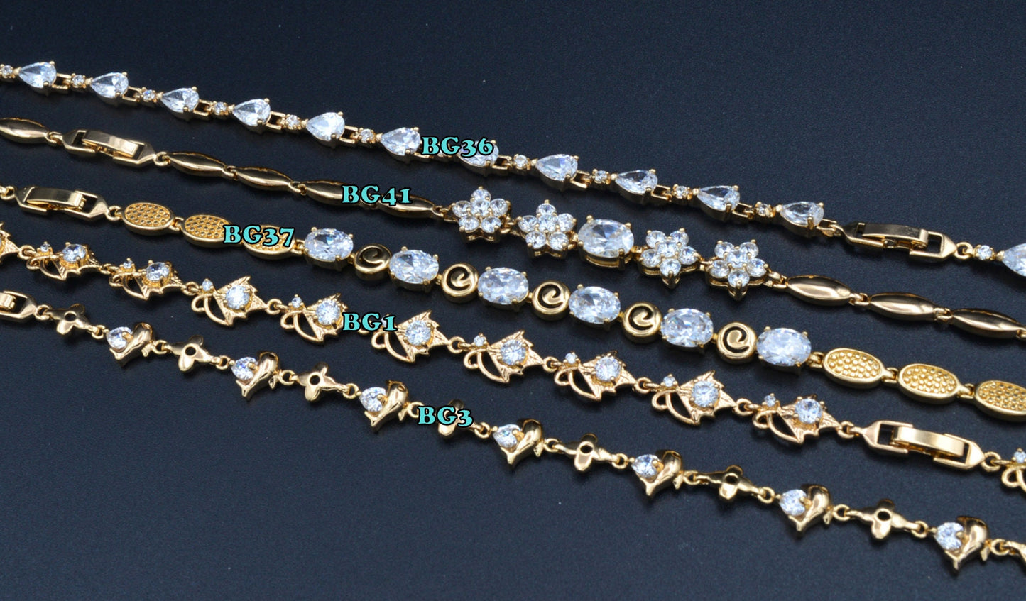 Women's Gold Bracelet Chain With Clear diamond Cubic Zirconia bohemian Bling for Jewelry Making tarnish resistant Women's Gift