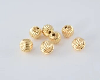 18K/14K Gold Filled Round Beads, Watermelon Ball, Sizes 4mm, 6mm, 8mm,10mm Spacer Findings Beads Jewelry USA Seller and Wholesale 12 PCs/PK - BeadsFindingDepot