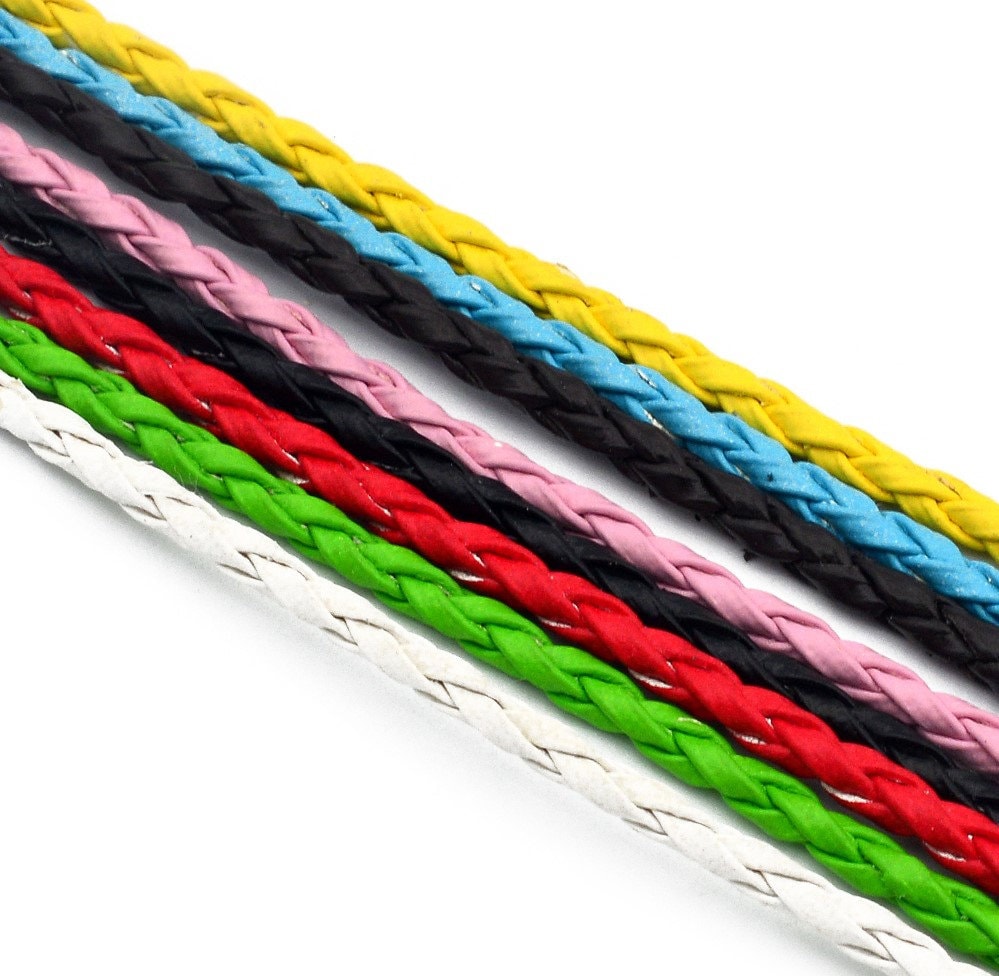 5 Yards Imitation Faux leather braided colorful size 3mm round cord soft woven thread to make jewelry and wholesale