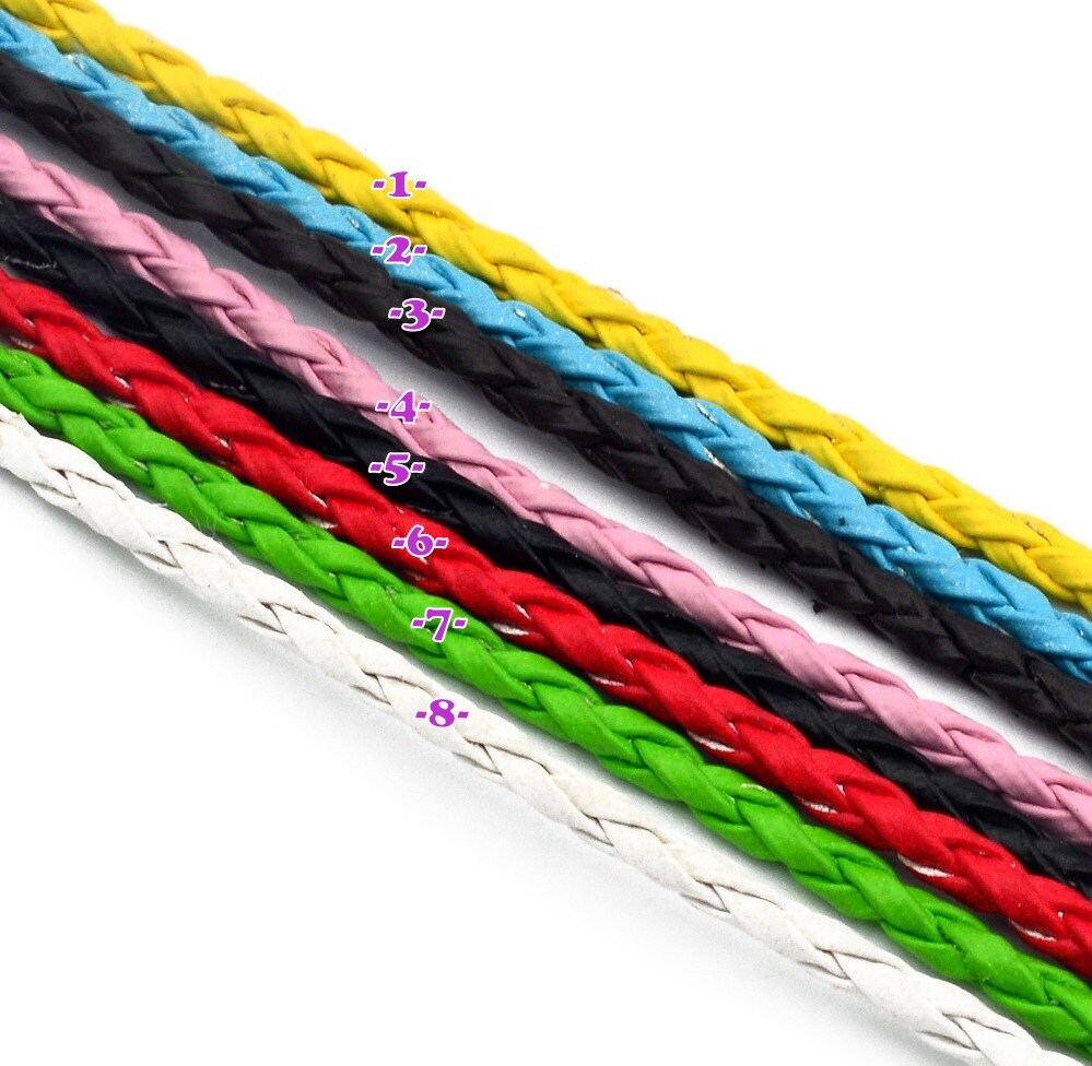 5 Yards Imitation Faux leather braided colorful size 3mm round cord soft woven thread to make jewelry and wholesale