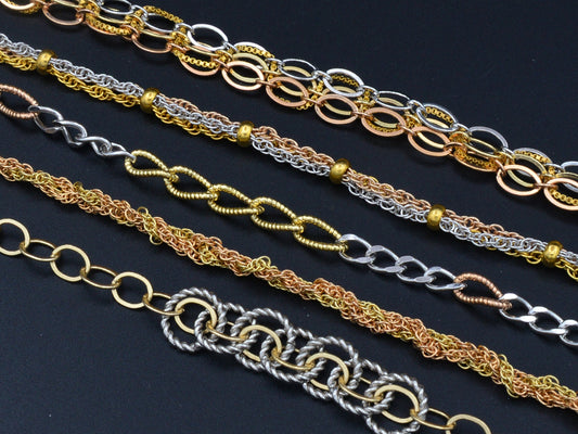 Women's Gold Bracelet Cuban/Curb/ Link Chain With Multi colors Gold/Rose Gold/White Gold bohemian Bling for Jewelry Making tarnish resistant