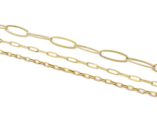Gold Filled Paper Clip Cable Link Diamond Cut Chain findings 14K customize necklace for Jewelry supplies 3 feet/ PK and wholesale