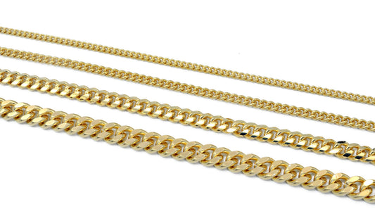 14K Gold Filled Cuban Curb Link Chain Customize necklace Findings for Jewelry Supplies and Wholesale 3FT/PK Sizes 2.2/3/4.8/6mm