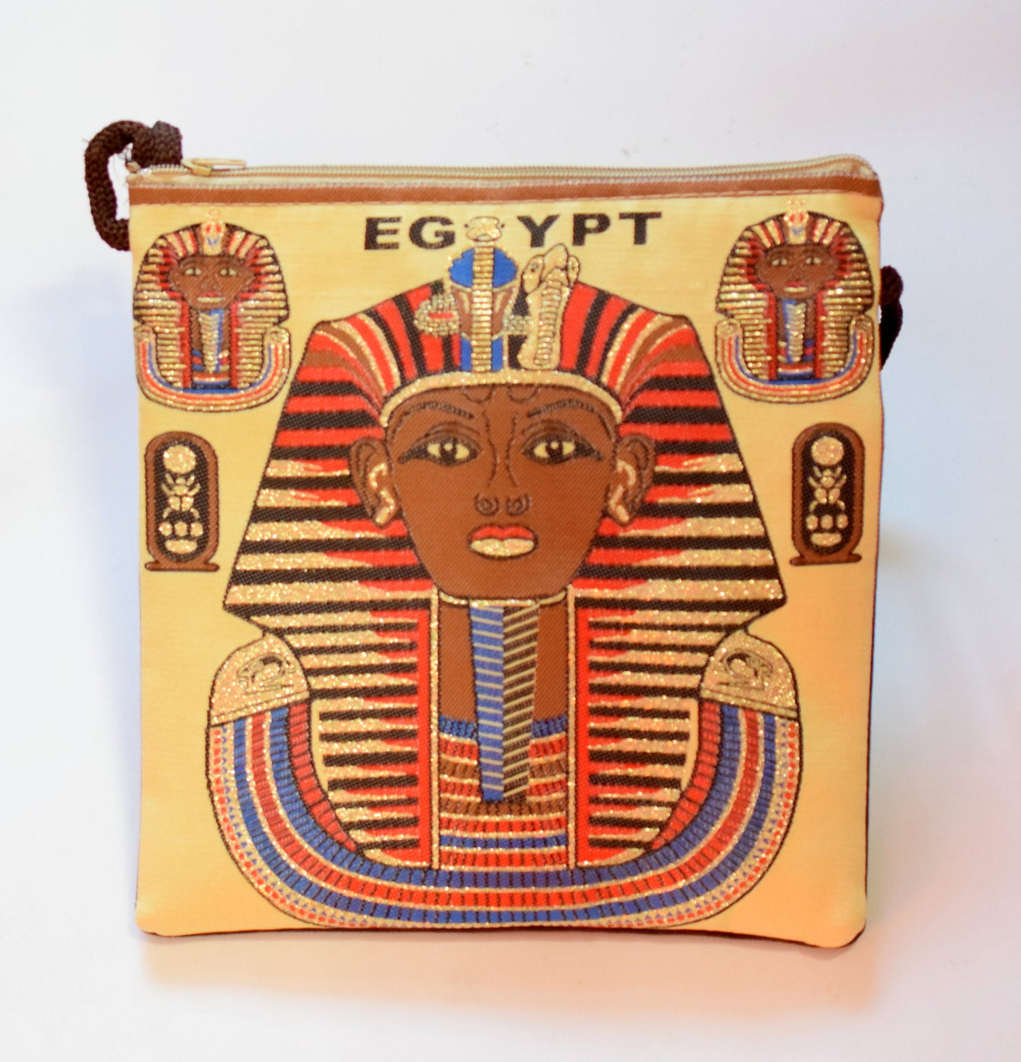 Egyptian Fabric Bags 7x8 Inches For many occasions Light weight long strip Brown Back Velvet it is piece of art gift for everyone
