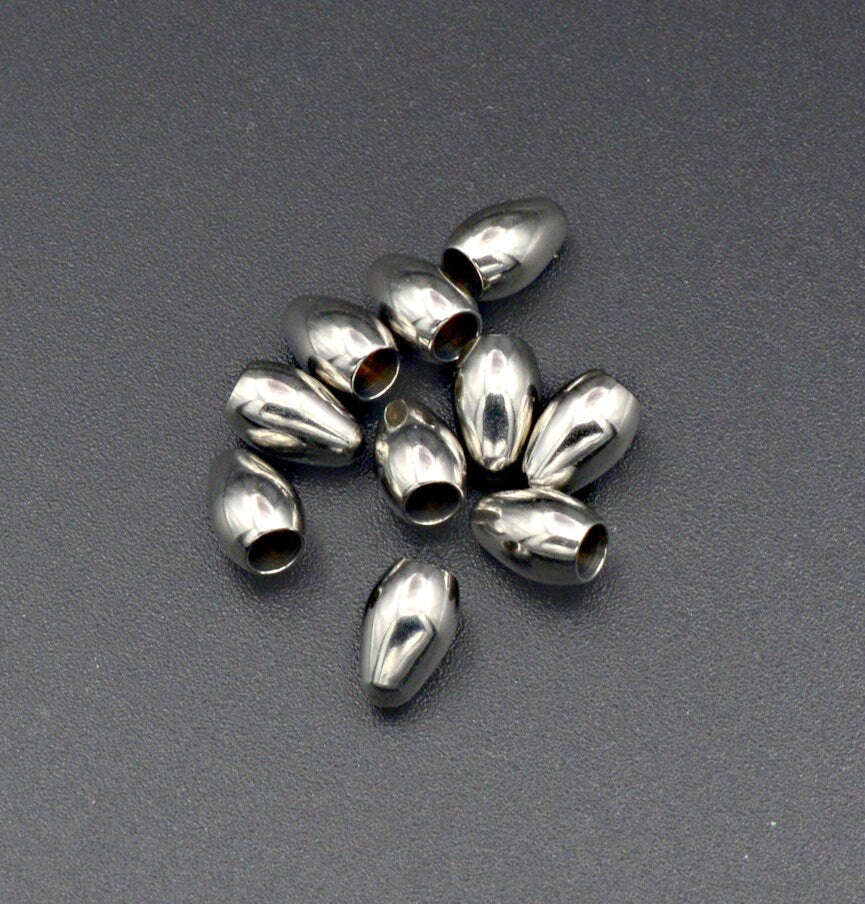 20 PCs Stainless Steel Tear drop Trim End Plain Beads Glue on Size 8x5mm Jewelry Findings Supply For Jewelry Making and Wholesale