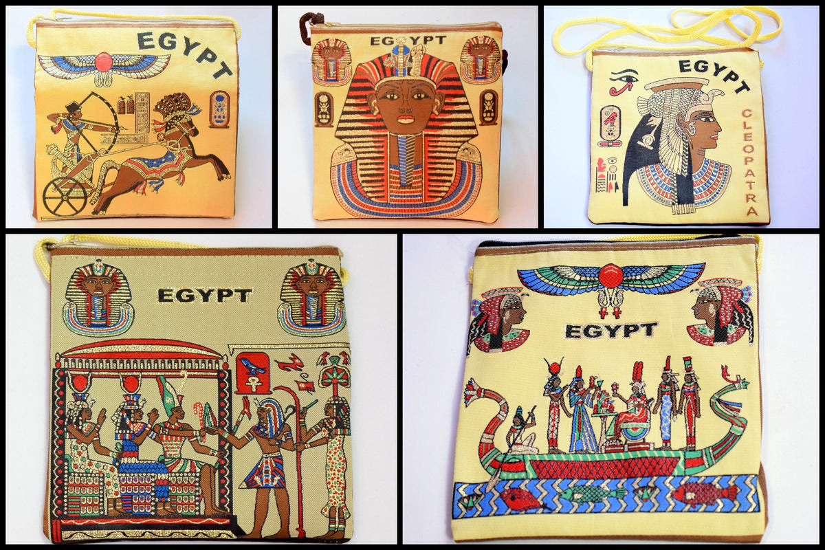 Egyptian Fabric Bags 7x8 Inches For many occasions Light weight long strip Brown Back Velvet it is piece of art gift for everyone
