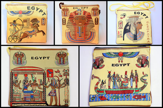 Egyptian Fabric Bags 7x8 Inches For many occasions Light weight long strip Brown Back Velvet it is piece of art gift for everyone