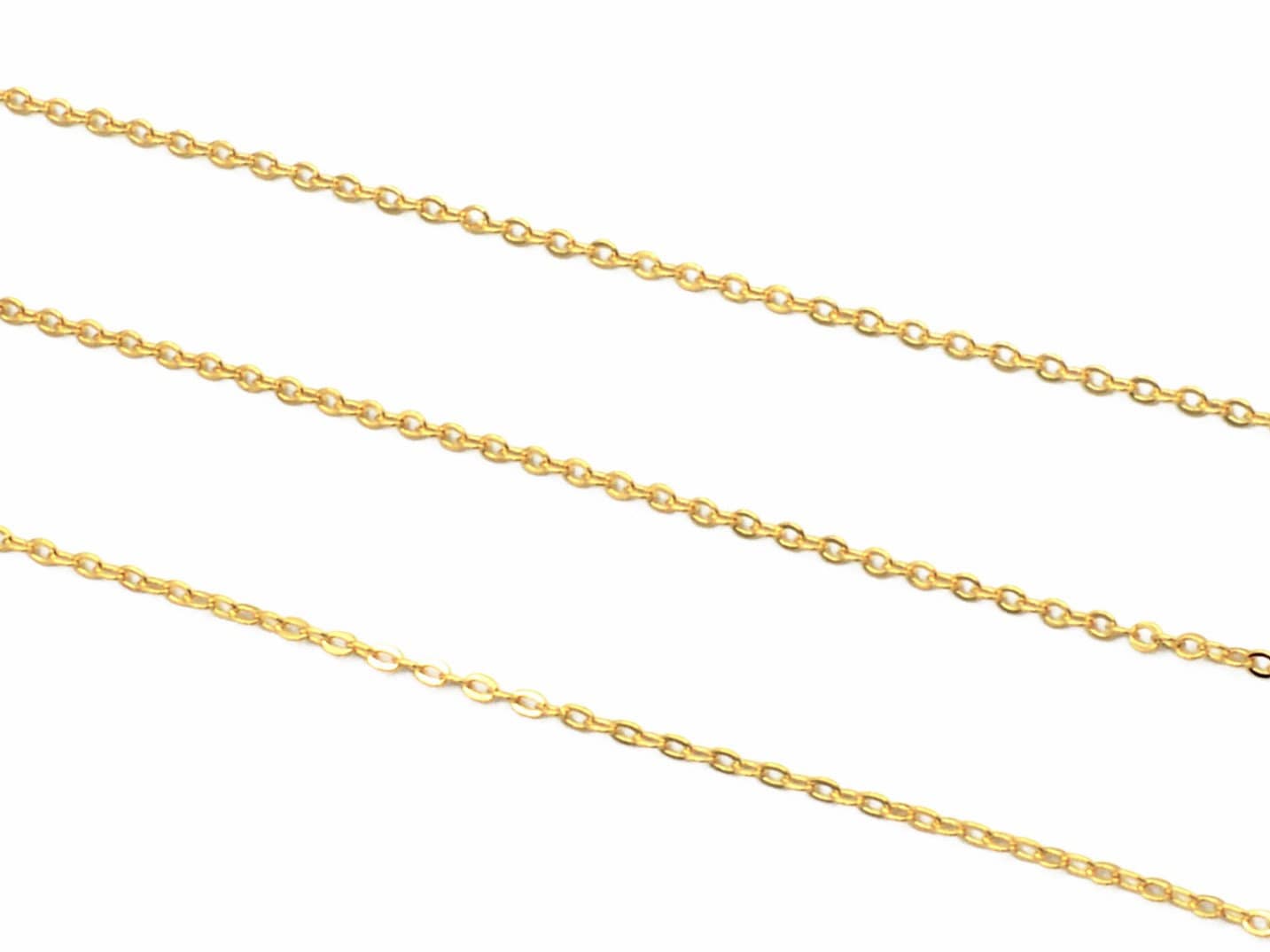 Adjustable Cable Flat Link Diamond Cut Chain 14K Gold Filled with 2 inch extension Chain 16/18/20/22 Inch Necklace gift for everyone - BeadsFindingDepot