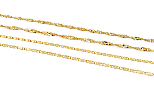 3Ft/PK 14K Gold Filled Singapore/Bar Scroll necklace Chain 1.8/2/2.8mm Findings For Jewelry Supplier and customize Wholesale