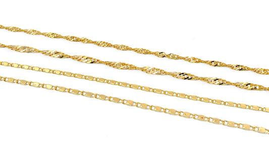 3Ft/PK 14K Gold Filled Singapore/Bar Scroll necklace Chain 1.8/2/2.8mm Findings For Jewelry Supplier and customize Wholesale - BeadsFindingDepot