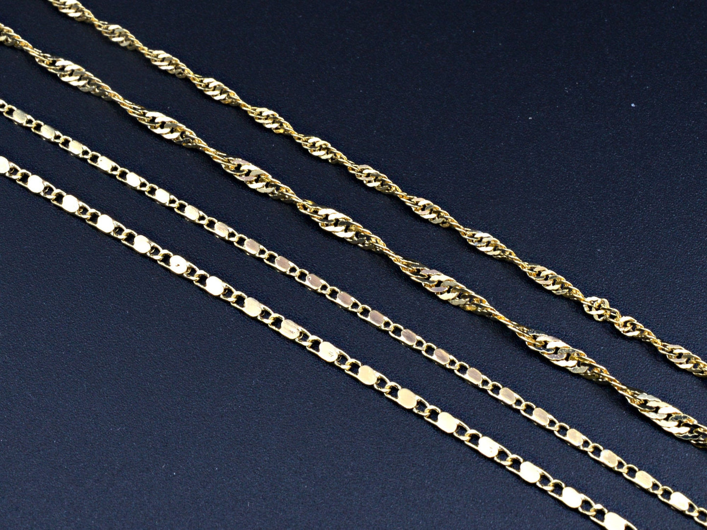 3Ft/PK 14K Gold Filled Singapore/Bar Scroll necklace Chain 1.8/2/2.8mm Findings For Jewelry Supplier and customize Wholesale