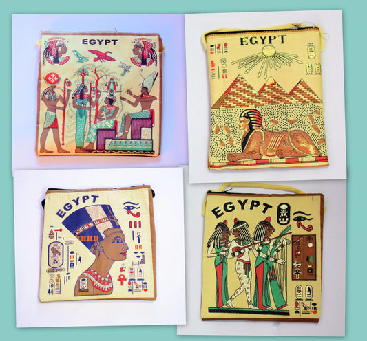 Egyptian Fabric Bags 7x8 Inches For many occasions Light weight long strip Black Back Velvet it is piece of art gift for everyone