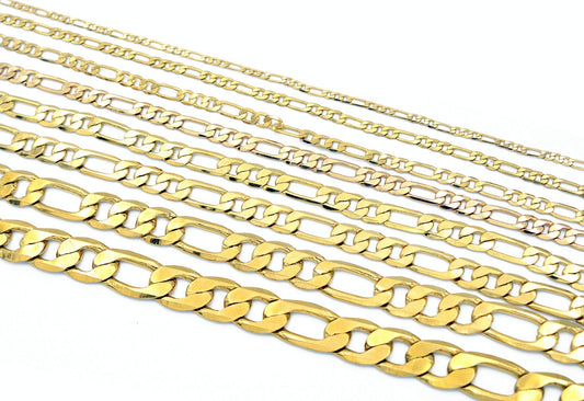 Waterproof Men/Women Figaro Curb Chain Gift Necklace 18K Gold Filled EP 2mm/3mm/4mm/5mm/6mm/7mm/10mm/11.5mm For jewelry Maker and wholesale