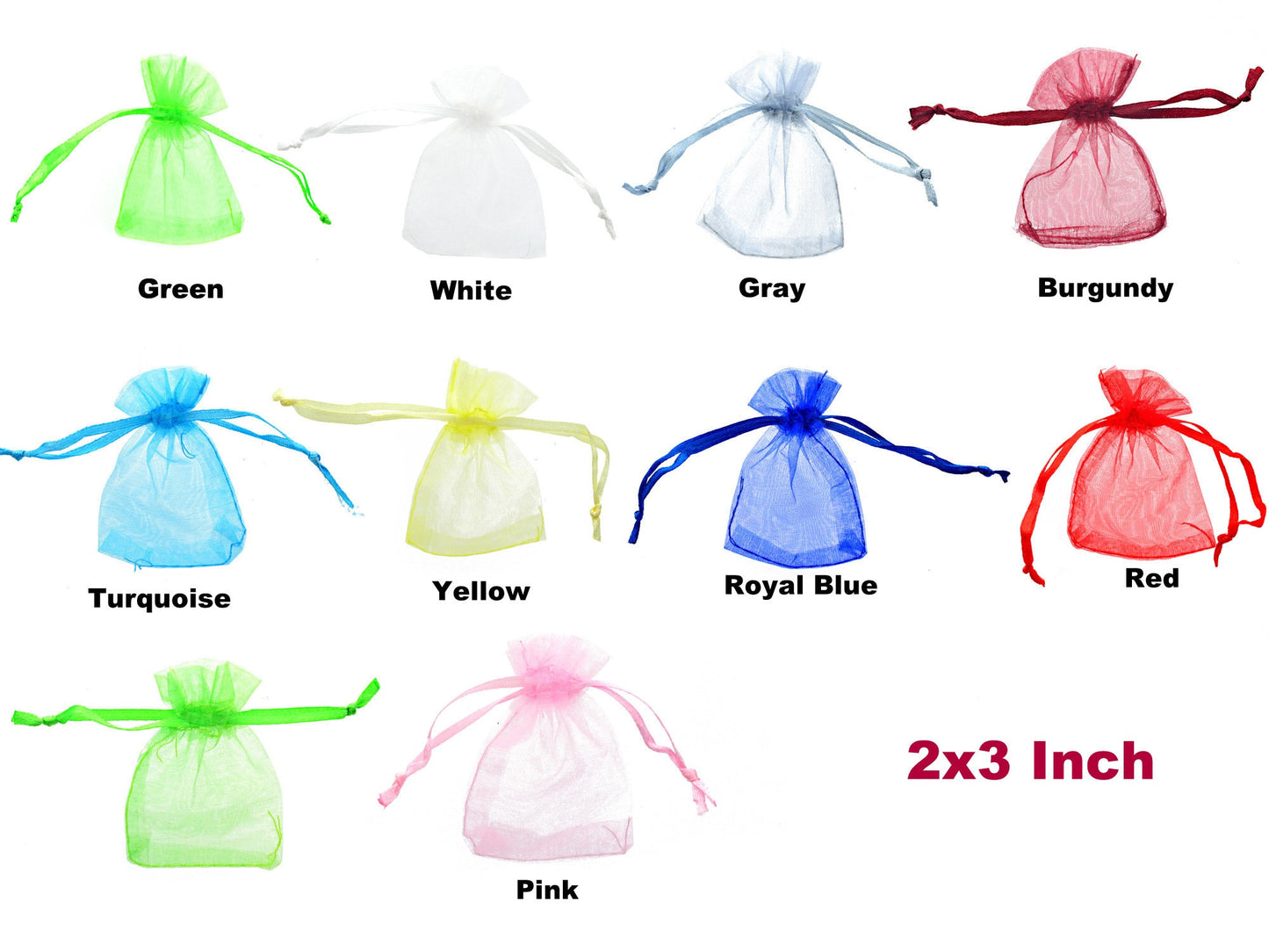 Jewelry Pouch necklace personalized gift bag organza mothers day women case 2x3 Inch Party Wedding Favors Colors