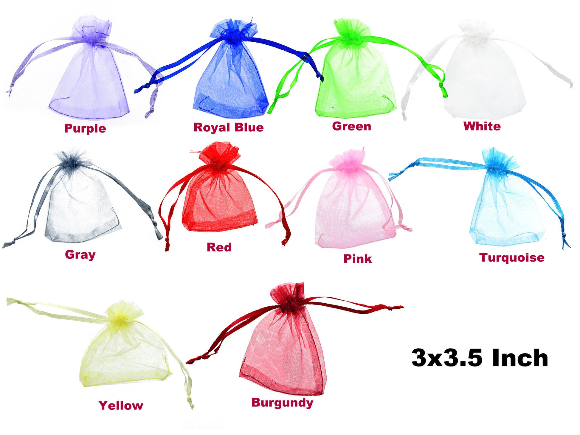 Jewelry Pouch necklace personalized gift bag organza mothers day women case 3x3.5 Inch Party Wedding Favors Colors