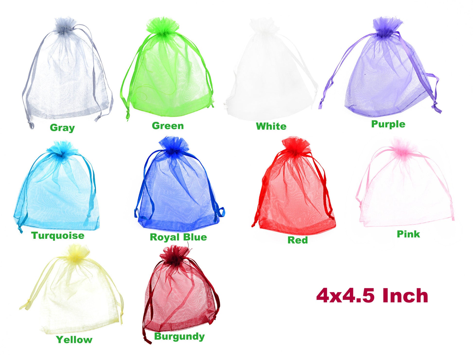 Jewelry Pouch necklace personalized gift bag organza mothers day women case 4x4.5 Inch Party Wedding Favors Colors