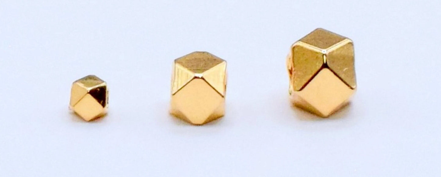 18K Gold Filled Spacer Square Cube Hexagonal Beads,Plain,Seamless Roundel,Various Sizes from 2mm  Beads Jewelry USA Seller Sold 12 PCs/PK - BeadsFindingDepot