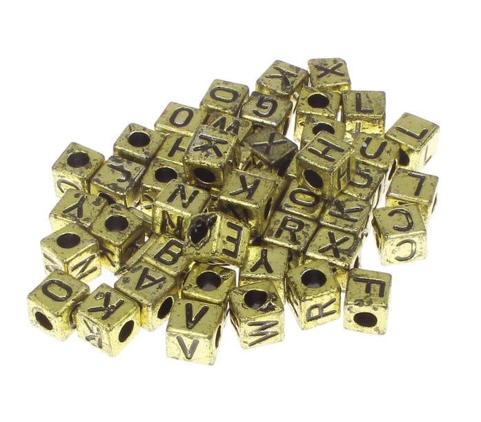 Alphabet Letters acrylic beads Gold Color plastic beads size 7mm with large hole Size 3mm Hole for jewelry making like bracelet ....etc