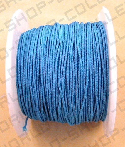 Cord, stretch, polyester and elastic, Steel Blue Volor, 20 yards, Size 1.0mm